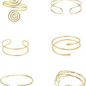 6Pcs Gold Arm Cuffs Jewelry Set Upper Arm Bracelets for Women Stylish Gifts